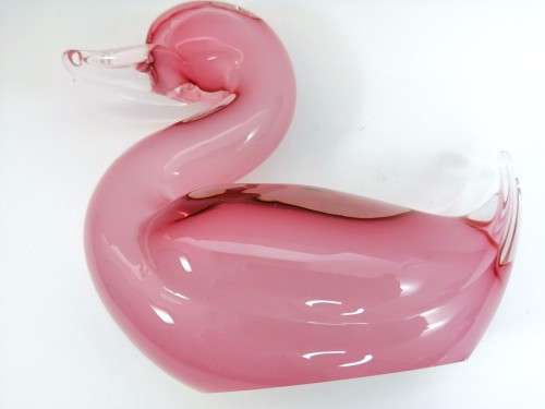 Elegant Murano Sommerso Pink Art Glass Large  Swan Duck Bird