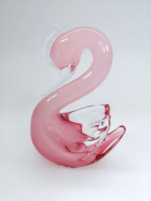 Elegant Murano Sommerso Pink Art Glass Large  Swan Duck Bird