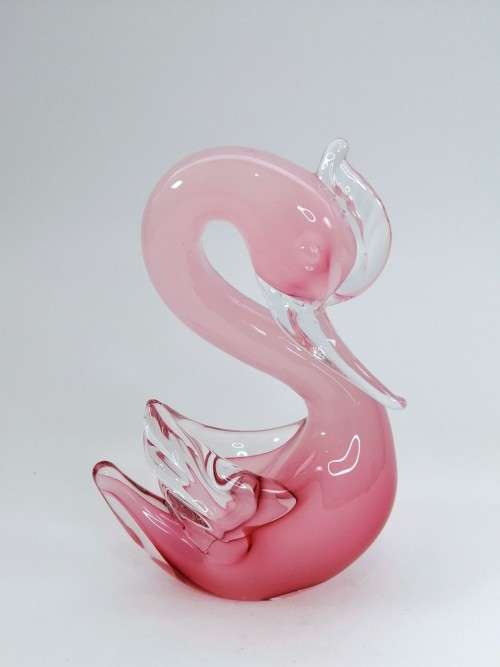 Elegant Murano Sommerso Pink Art Glass Large  Swan Duck Bird