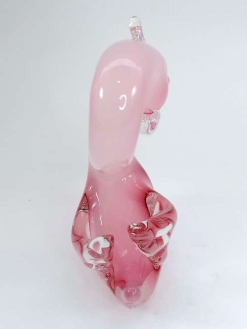 Elegant Murano Sommerso Pink Art Glass Large  Swan Duck Bird