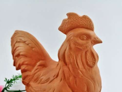 Vintage 1980s ELIZABETH ARDEN ROMA AL FRESCO TERRA COTTA Rooster FIGURAL 2 PCE BOX