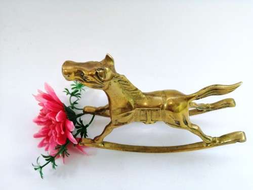 Vintage Standing Rocking Horse Brass Ornament