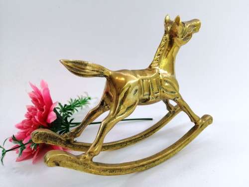 Vintage Standing Rocking Horse Brass Ornament