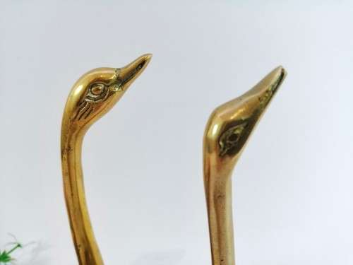Vintage Pair of Swan Duck Goose Brass Ornament