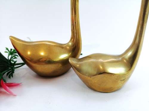 Vintage Pair of Swan Duck Goose Brass Ornament
