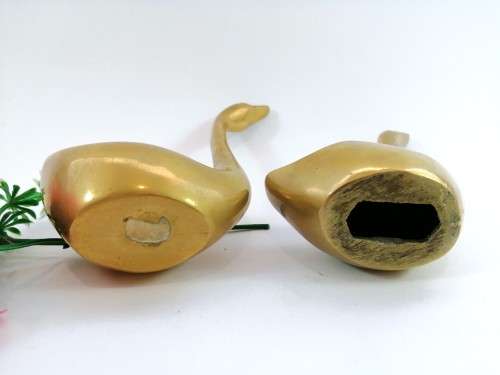 Vintage Pair of Swan Duck Goose Brass Ornament