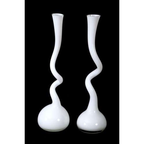 Set of three Makora hand blown art glass centre piece vases one almost 1m tall