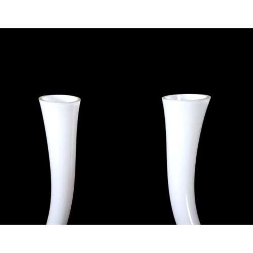 Set of three Makora hand blown art glass centre piece vases one almost 1m tall