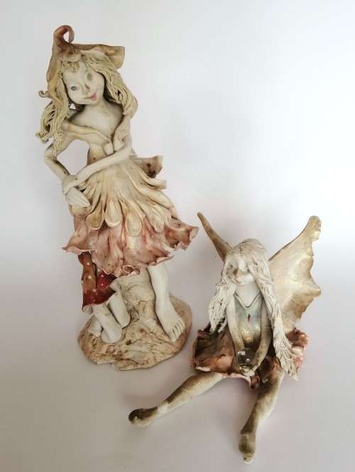 Two FORTUNE FAIRIES ORIGINALS BY KAREN amazing original fairy pieces.