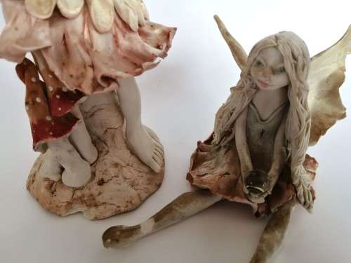 Two FORTUNE FAIRIES ORIGINALS BY KAREN amazing original fairy pieces.