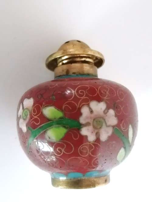 Beautiful vintage Chinese cloisonne cruet set, dating from the 1950s