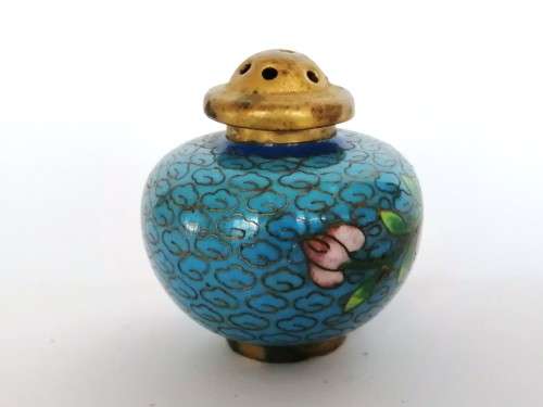 Beautiful vintage Chinese cloisonne cruet set, dating from the 1950s