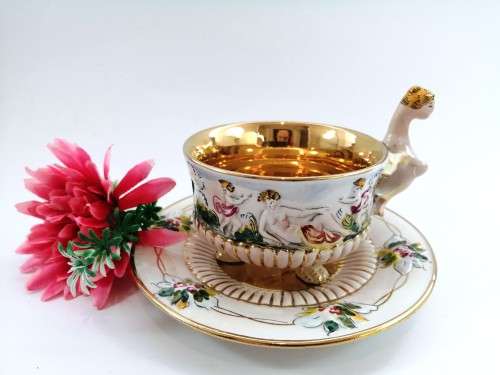 Fabulous Capodimonte Handmade Hand painted Tea Cup and Saucer Italy