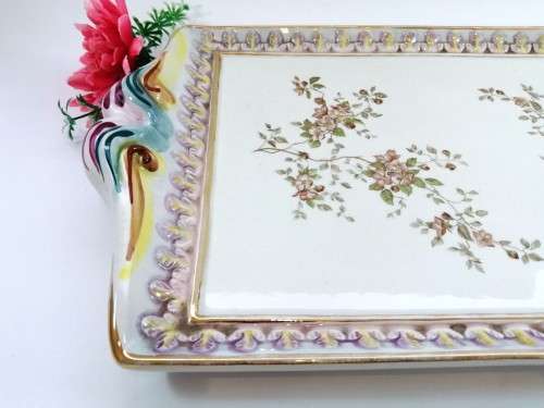 Fabulous Capodimonte Handmade Hand painted large tray Italy