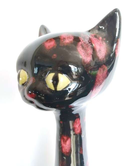 Tall ceramic black cat statue Bursley pottery Stock on Trent