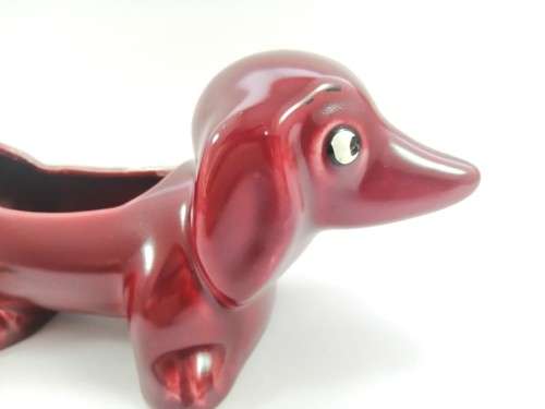 Very cute vintage burgundy Dachshund Sausage Dog holder