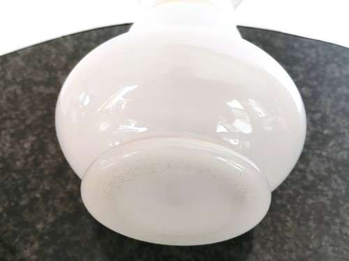 Large vintage pink glass vase gold trim