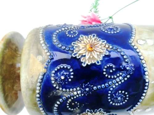Antique Doulton Large Lambeth Stonewear tall vase