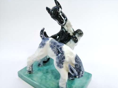 Royal Worcester model of a pair of goats `Kids at play` modeled by Doris Lindner