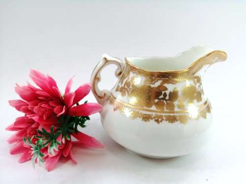 Vintage Hammersley & Co 14433 Gold Floral  1912-1939 Milk Jug