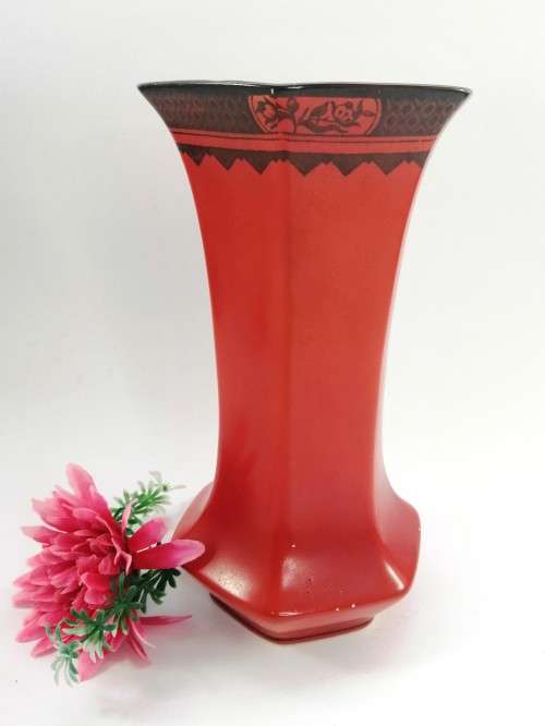 Vintage Art Deco 1930`s , Antique Burleigh ware red ,orange large vase.