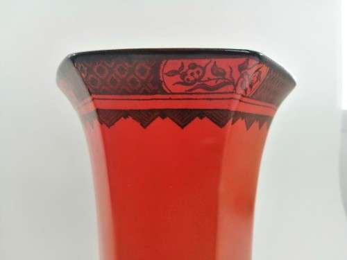 Vintage Art Deco 1930`s , Antique Burleigh ware red ,orange large vase.