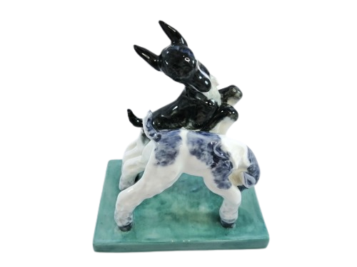 Royal Worcester model of a pair of goats `Kids at play` modeled by Doris Lindner