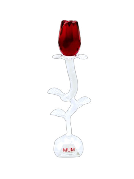 Stunning Crystal Glass Tall Red Rose Stem MUM