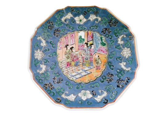 Blue Green Plate famille rose plate