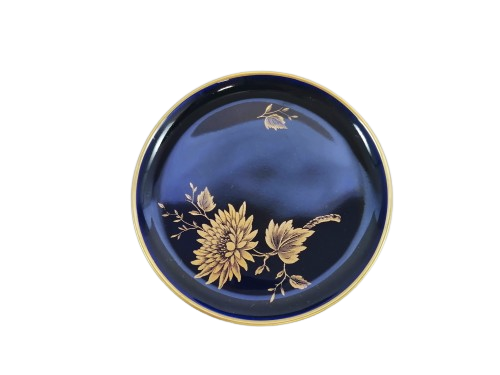 Limoges France Jeannette Echt Cobalt Cobalt Blue and 22k Gold Coaster
