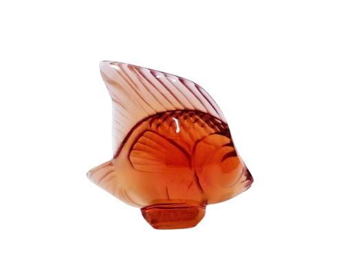 Vintage Lalique France Sculpture Coloured Angle Fish