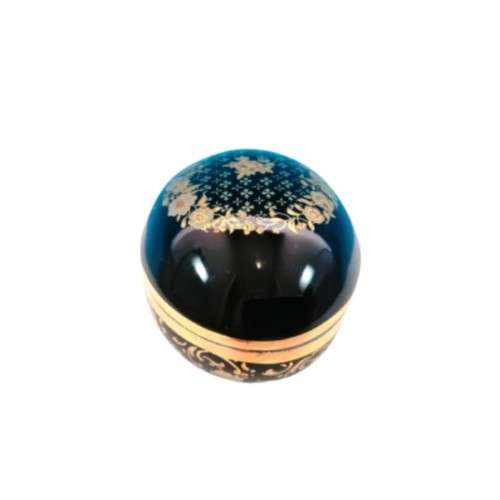 Limoges France La Reine Castel Cobalt Blue and 22k Gold EggTrinket box