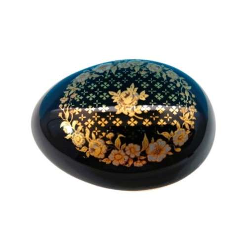 Limoges France La Reine Castel Cobalt Blue and 22k Gold EggTrinket box