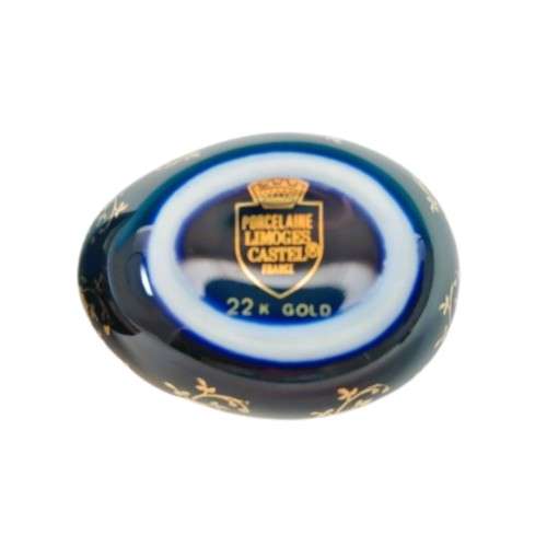 Limoges France La Reine Castel Cobalt Blue and 22k Gold EggTrinket box