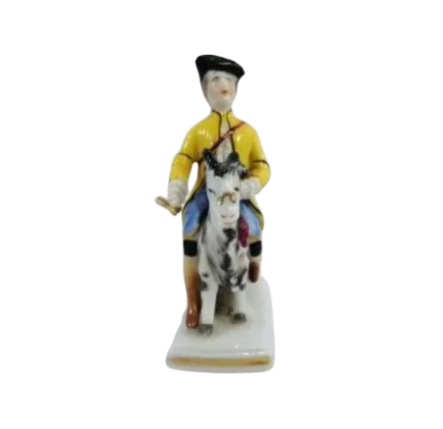 20th Century miniature SITZENDORF figurine of a tailor astride a goat