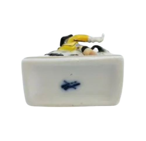 20th Century miniature SITZENDORF figurine of a tailor astride a goat