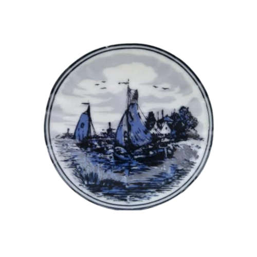 Three Vintage Dutch Delft blue and white dishes plates