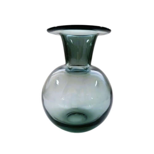 Mid century HOLMEGAARD clear smoke grey Danish glass Vase designed by Otto Brauer