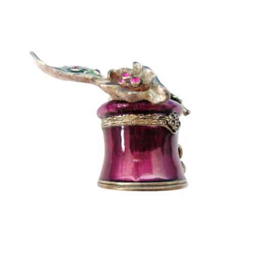 Jay Strongwater Swarovski Jeweled Frog on Leaf Enamel Trinket Pill Box