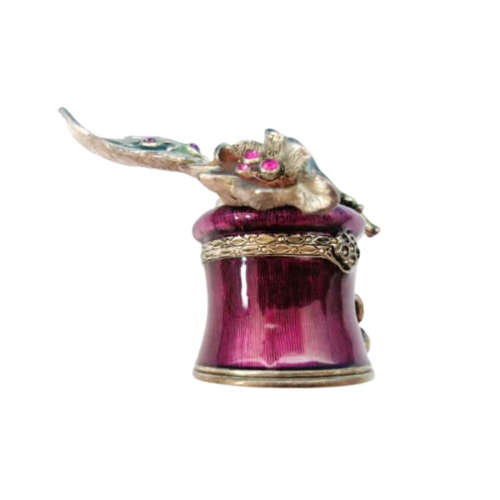 Jay Strongwater Swarovski Jeweled Frog on Leaf Enamel Trinket Pill Box