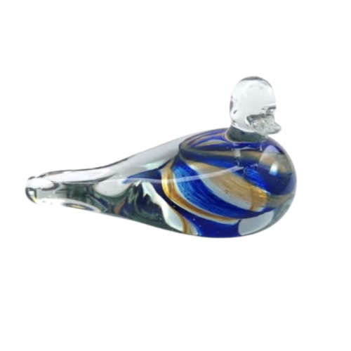 Murano Art Glass Large Blue and gold swirls Duck Dove Bird
