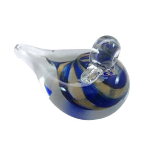Murano Art Glass Large Blue and gold swirls Duck Dove Bird