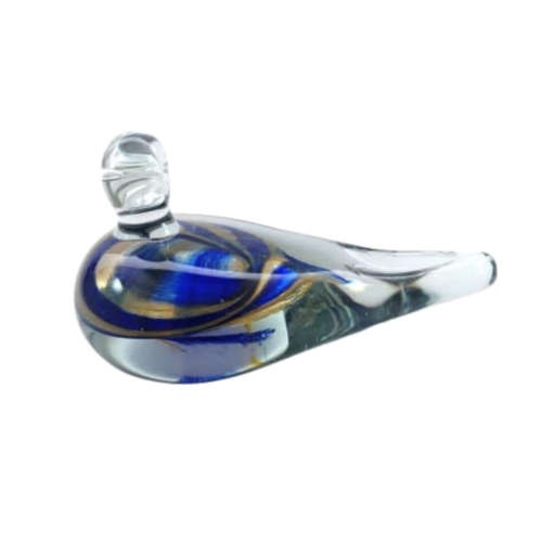 Murano Art Glass Large Blue and gold swirls Duck Dove Bird
