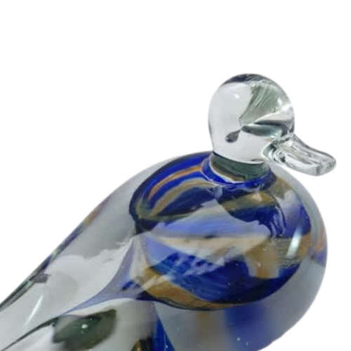 Murano Art Glass Large Blue and gold swirls Duck Dove Bird