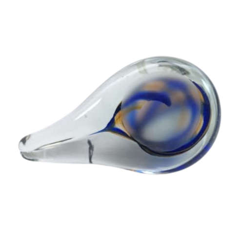 Murano Art Glass Large Blue and gold swirls Duck Dove Bird
