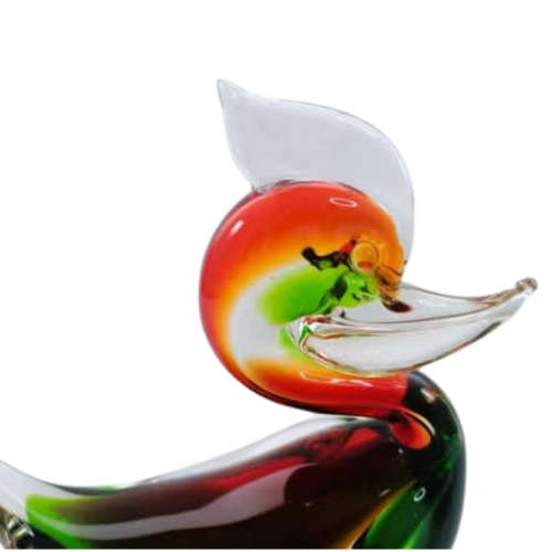 Murano Art Glass Large Green and Red Duck Goose Bird