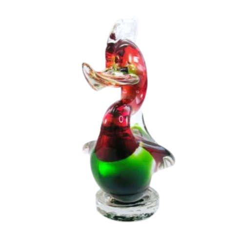 Murano Art Glass Large Green and Red Duck Goose Bird
