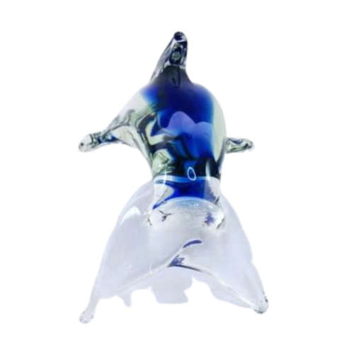 MID-CENTURY MURANO ART GLASS SWIMMING DOLPHIN FIGURINE