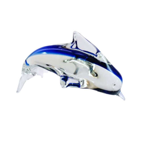 MID-CENTURY MURANO ART GLASS SWIMMING DOLPHIN FIGURINE