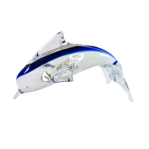 MID-CENTURY MURANO ART GLASS SWIMMING DOLPHIN FIGURINE